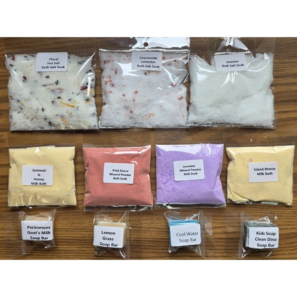Sample bath and soap products